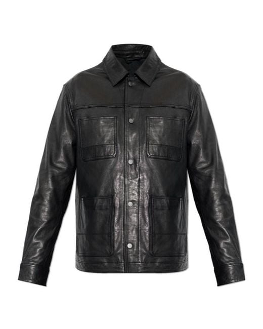 AllSaints Black Saxon Leather Jacket for men