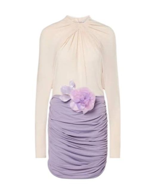 Magda Butrym Purple Colorblock Ruched Open-Back Minidress