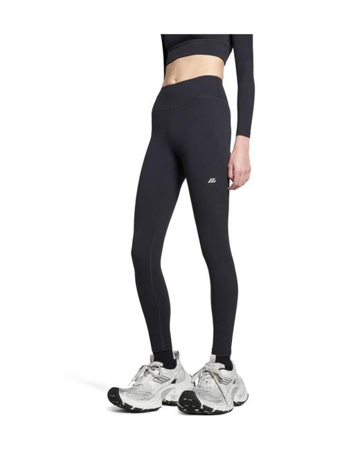 Balenciaga Blue Activewear Logo Printed Leggings