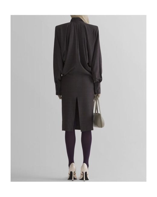 Mugler Black Midi Bat Sleeves Dress
