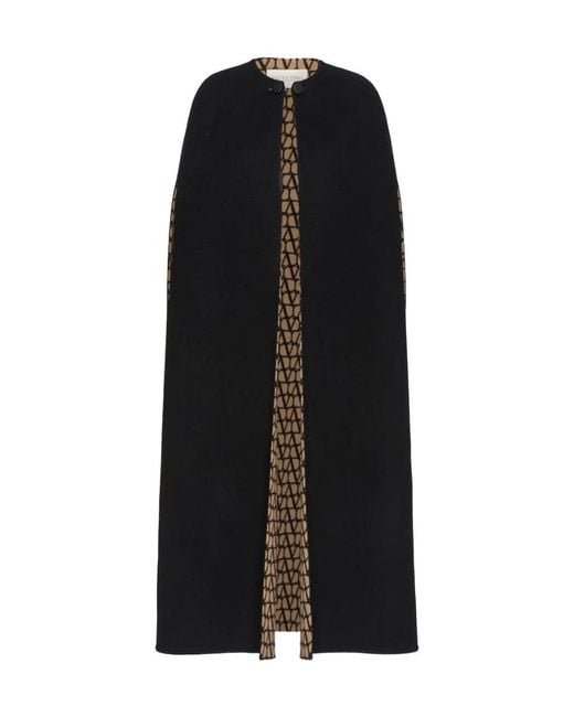 Valentino Black Toile Iconographe-Lining Virgin-Wool Cape