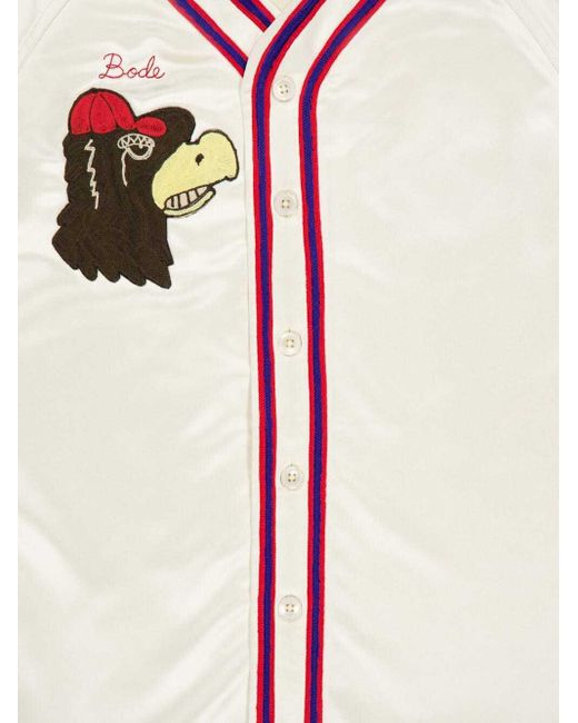 Bode White Logo Embroidered Redtail Baseball Shirt for men