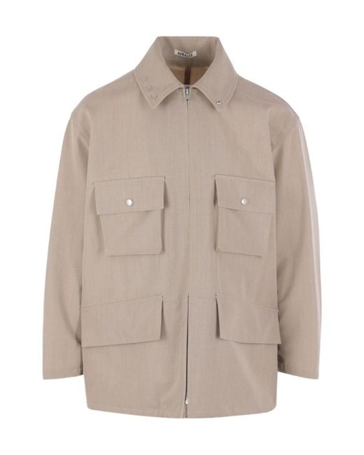 Auralee Brown Wool Collar Casual Jacket for men
