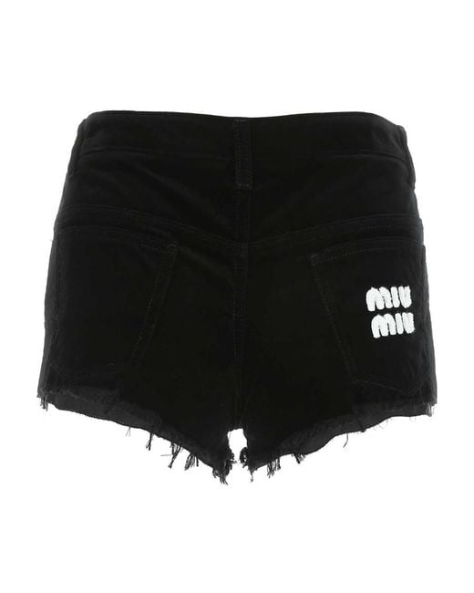 Miu Miu Black Washed Velvet Shorts