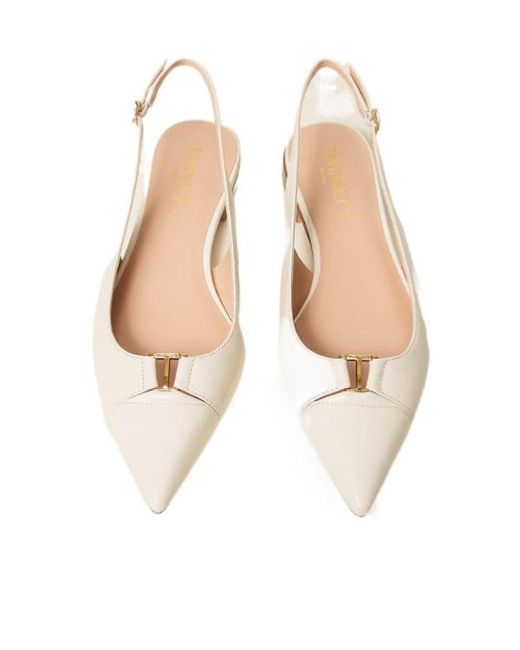 Twinset Natural Leather Sling Back Ballet Flats