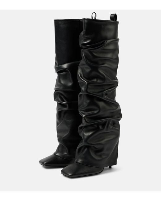 The Attico Black Rea Leather Knee-High Boots