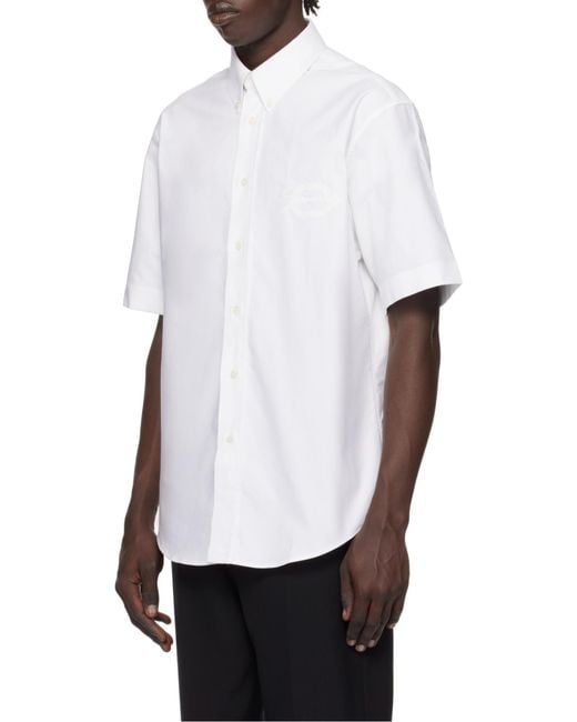 Givenchy White Collared Short-Sleeve Shirt for men