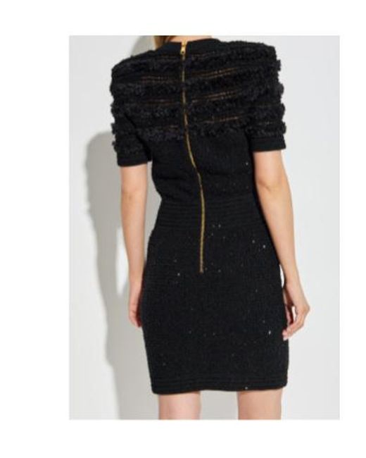 Balmain Black Shimmering Sequins Mini Dress