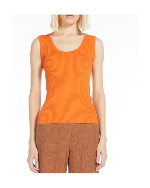 Max Mara Orange Studio Sleevelss Ribbed Tank Top