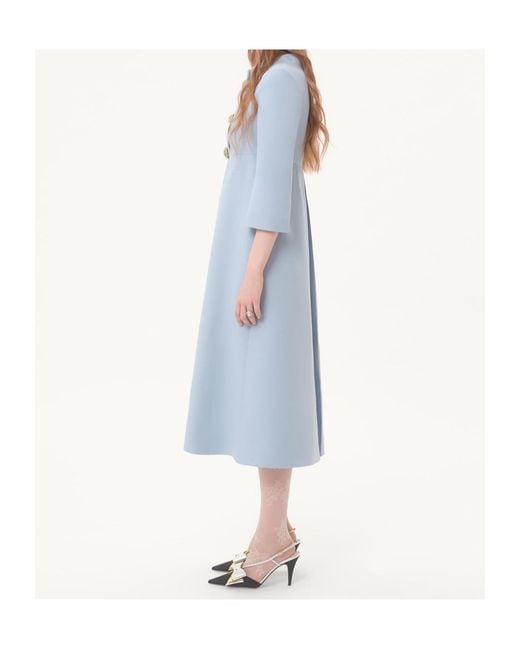 Valentino Blue Crepe Couture Midi Dress