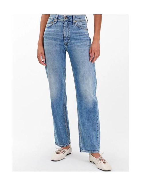 Rag & Bone Blue Harlow Ankle Straight Jeans