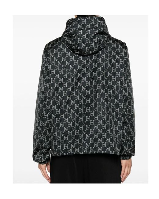 Emporio Armani Black Monogram-Print Reversible Jacket for men
