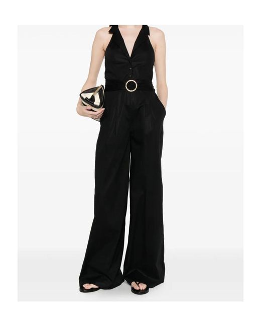 Twinset Black Collared Belted Jumpsuit