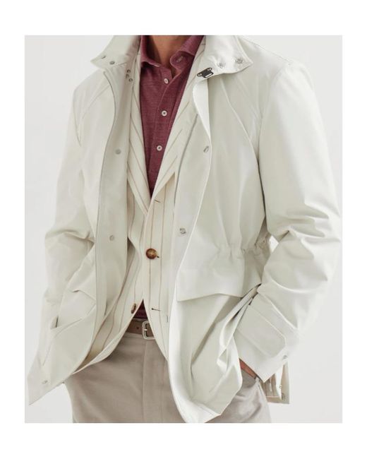 Brunello Cucinelli White Water-Resistant Field Jacket for men