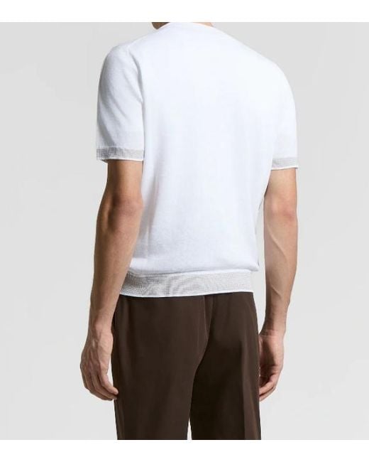 Peserico White Short-Sleeved Crewneck Knitted Jumper for men