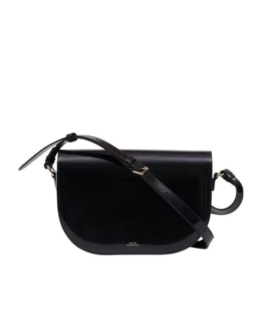 A.P.C. Black Foldover Top Shoulder Bag
