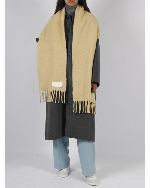 AMI Green Logo Patch Fringed Edge Scarf for men