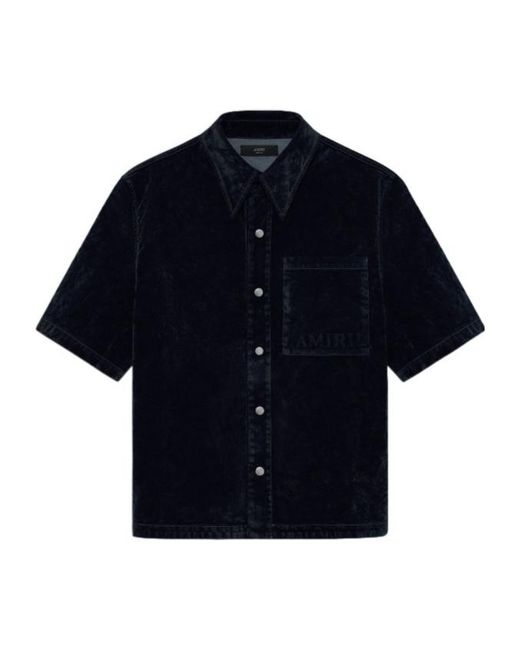 Amiri Black Short Sleeved Crochet Os Shirt for men