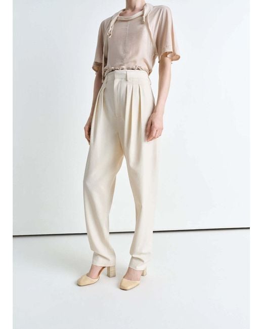 Lemaire White Pleated Wide-Leg Pants