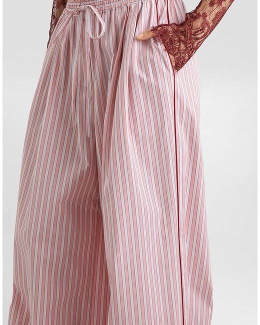 Dolce & Gabbana Pink Striped Drawstring Trousers