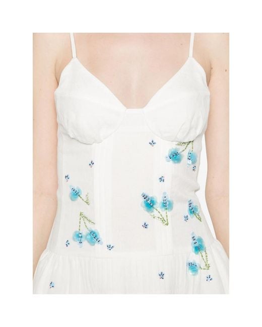 ShuShu/Tong White Floral Pleated Mini Dress