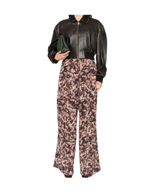 Dries Van Noten Red Patterned Casual Pants