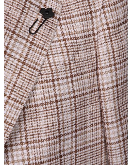 Lardini Brown Checked Single-Breasted Blazer for men