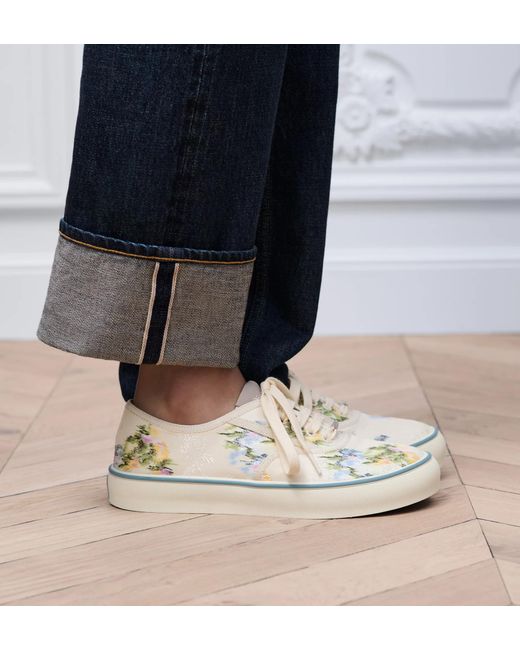 Dior White Printed Canvas Low-Top Sneakers