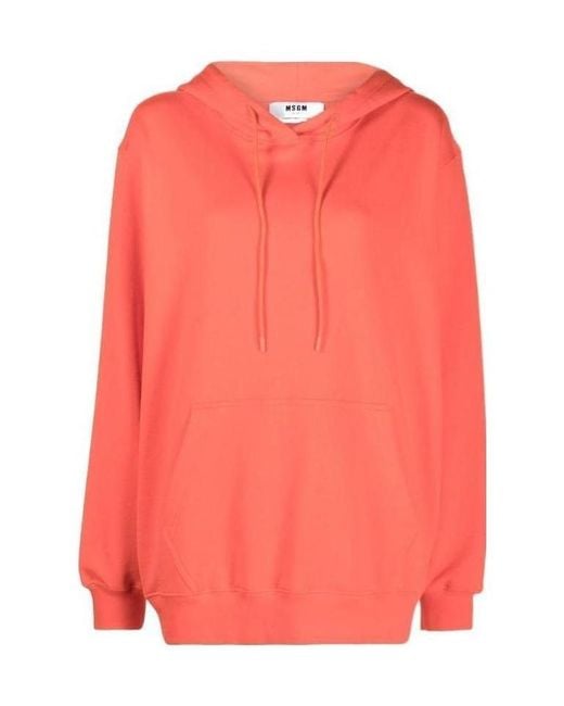 MSGM Pink Long-Sleeved Cotton Hoodie