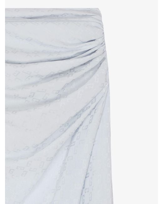Givenchy White Monogram 72 Jacquard Draped Skirt