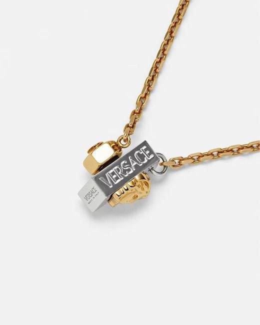 Versace Metallic Medusa Screw Pendant Necklace for men