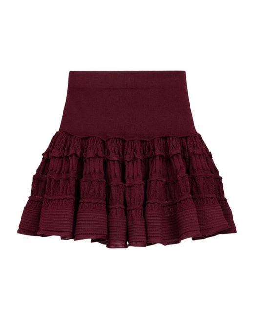 Alaïa Red Ruffled Mini Skirt