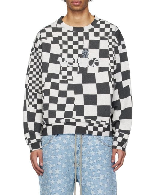 ERL Black Venice Checkered Crewneck Sweatshirt for men