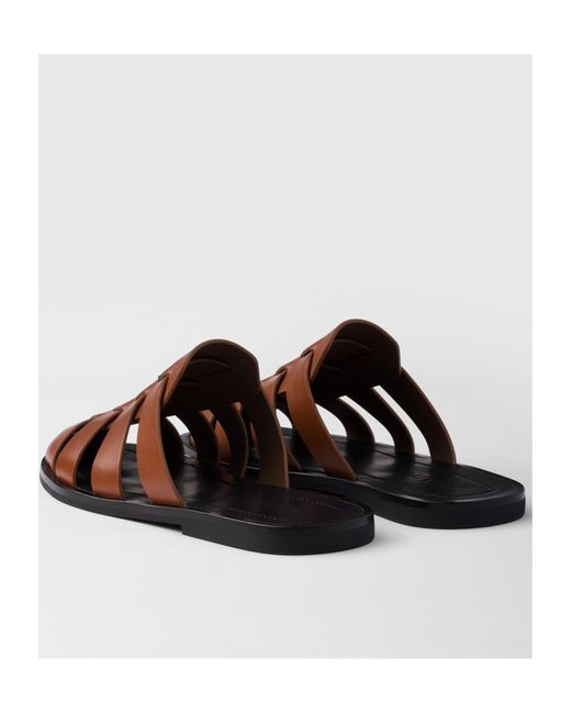 Prada Brown Leather Fisherman Mules for men