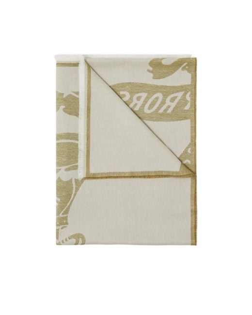Burberry Natural Ekd Logo-Jacquard Frayed-Edge Scarf for men