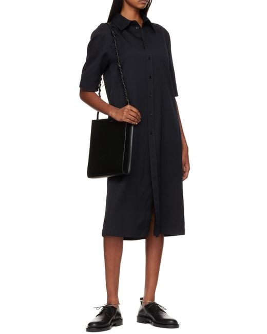 Jil Sander Black Tangle Logo Embossed Medium Crossbody Bag