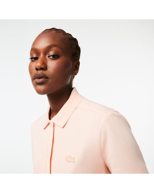 Lacoste Pink L.12.D Slim Fit Stretch Mini Piqué Polo Shirt