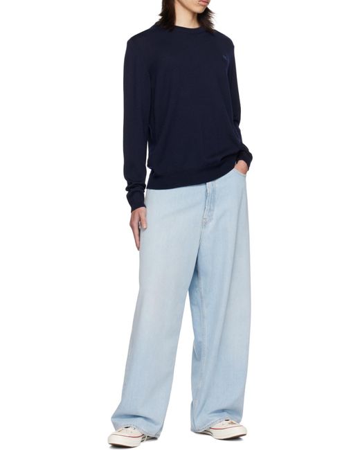 Maison Kitsuné Blue Maison Kitsuné Bold Fox Head Patch Knitted Jumper for men