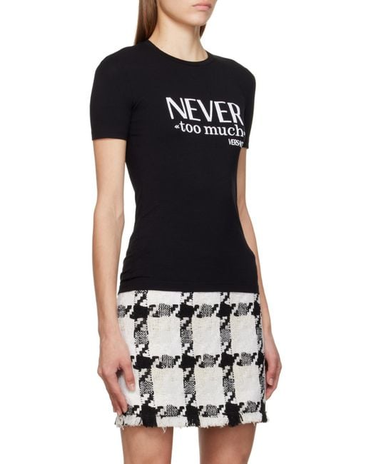 Versace Black Slogan Printed Crewneck T-Shirt