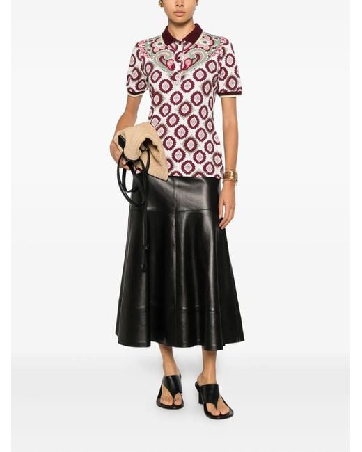 Etro Red Patterned Polo Top