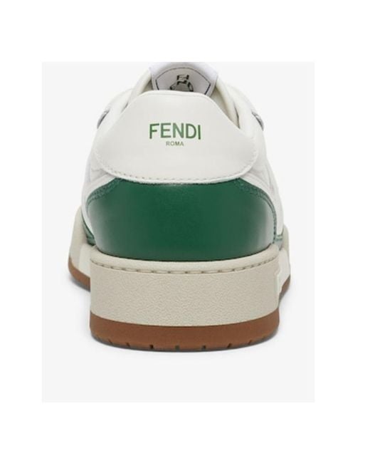 Fendi Green Match Leather Sneaker for men