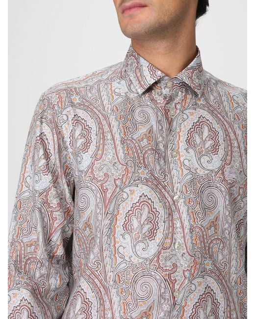 Etro Brown Floral Paisley Long-Sleeved Shirt for men