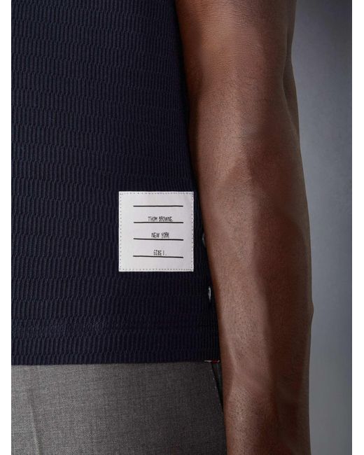 Thom Browne Black Pointelle-Knit Crewneck T-Shirt for men