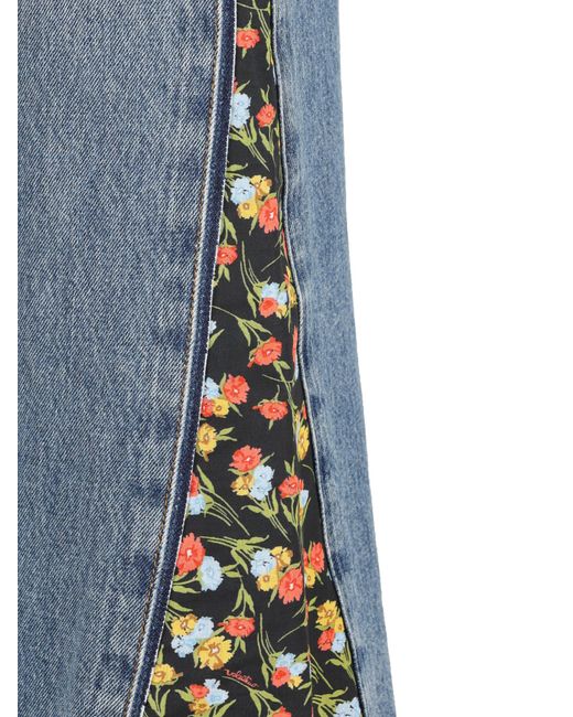Valentino Blue Floral Panelled Flared Jeans