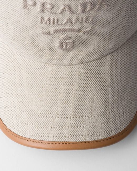 Prada White Logo Detailed Baseball Cap for men