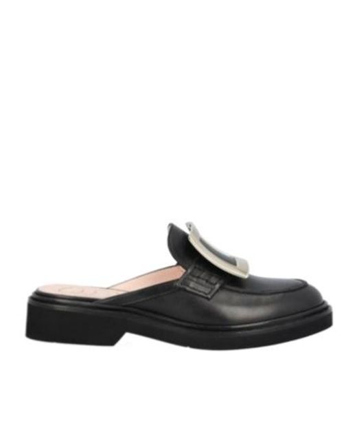 Roger Vivier Black Round Toe Sandals