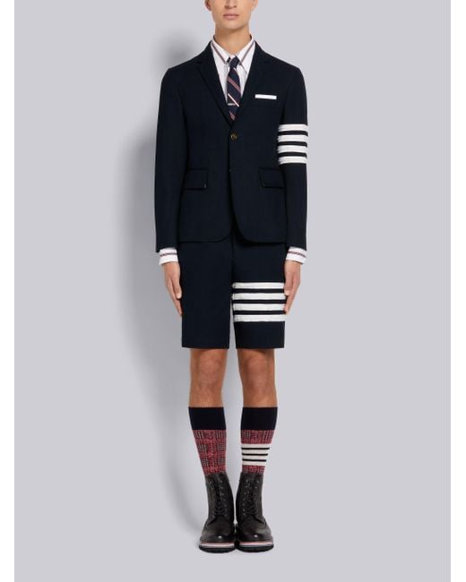 Thom Browne Blue 4-Bar Detail Chino Shorts for men