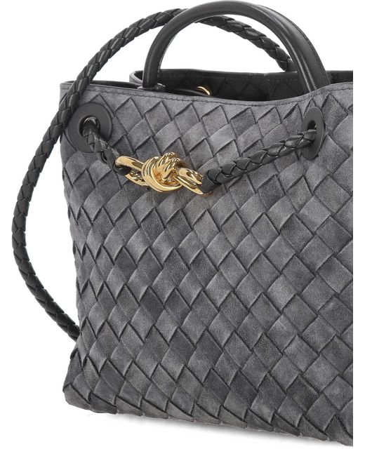 Bottega Veneta Gray Andiamo Small Top Handle Bag