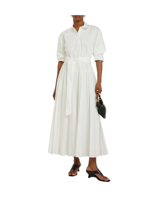 Jonathan Simkhai White Belted Cotton-Blend Poplin Maxi Dress