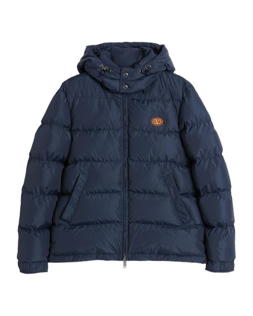 Valentino Blue Zip-Up Hooded Down Jacket for men